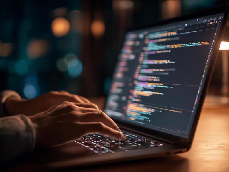 Person typing on computer - Automated lead management system